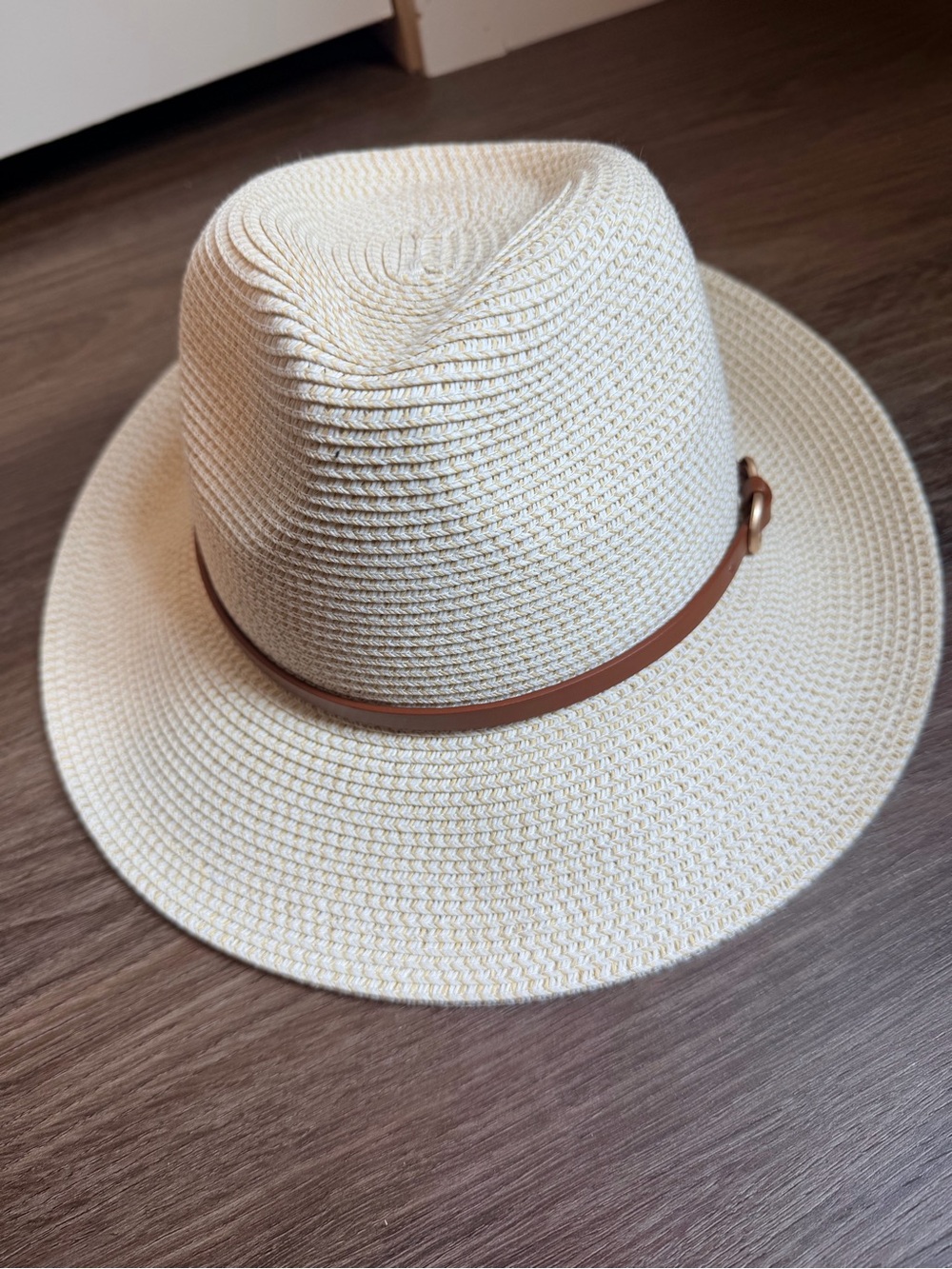 Lucky Brand Cream Straw Sun Hat with Tan Trim